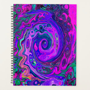 Groovy Abstract Retro Magenta and Purple Swirl Planner