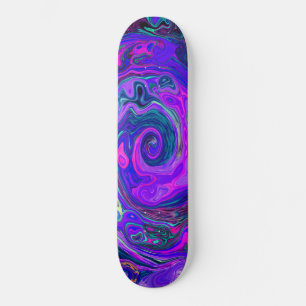 Groovy Abstract Retro Magenta and Purple Swirl Skateboard