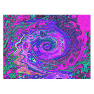 Groovy Abstract Retro Magenta and Purple Swirl Tablecloth