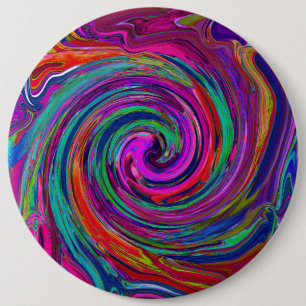 Groovy Abstract Retro Magenta Dark Rainbow Swirl 6 Cm Round Badge