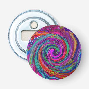 Groovy Abstract Retro Magenta Dark Rainbow Swirl Bottle Opener