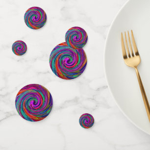 Groovy Abstract Retro Magenta Dark Rainbow Swirl Confetti