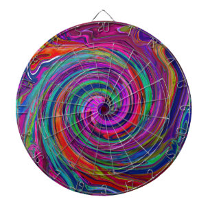 Groovy Abstract Retro Magenta Dark Rainbow Swirl Dartboard