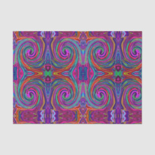 Groovy Abstract Retro Magenta Dark Rainbow Swirl Tissue Paper