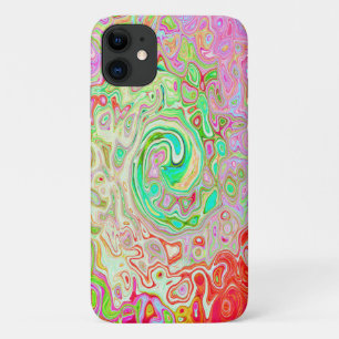 Groovy Abstract Retro Pastel Green Liquid Swirl iPhone 11 Case
