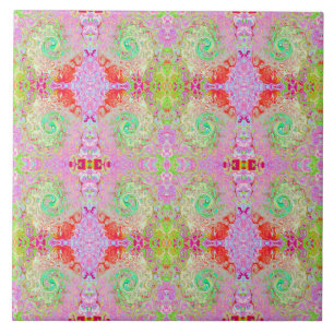 Groovy Abstract Retro Pastel Green Liquid Swirl Ceramic Tile