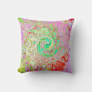 Groovy Abstract Retro Pastel Green Liquid Swirl Cushion