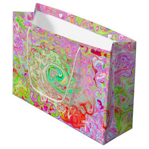 Groovy Abstract Retro Pastel Green Liquid Swirl Large Gift Bag