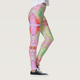 Groovy Abstract Retro Pastel Green Liquid Swirl Leggings