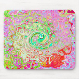Groovy Abstract Retro Pastel Green Liquid Swirl Mouse Pad