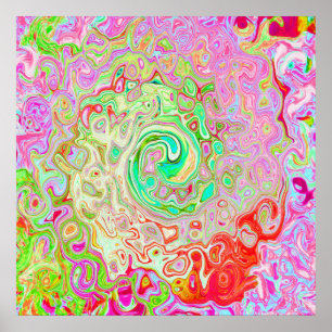 Groovy Abstract Retro Pastel Green Liquid Swirl Poster