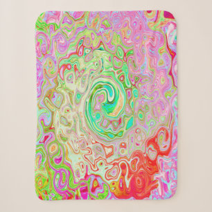 Groovy Abstract Retro Pastel Green Liquid Swirl Sherpa Blanket