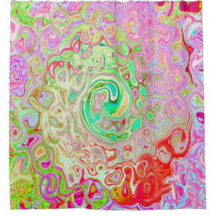 Groovy Abstract Retro Pastel Green Liquid Swirl Shower Curtain