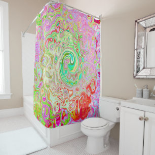 Groovy Abstract Retro Pastel Green Liquid Swirl Shower Curtain