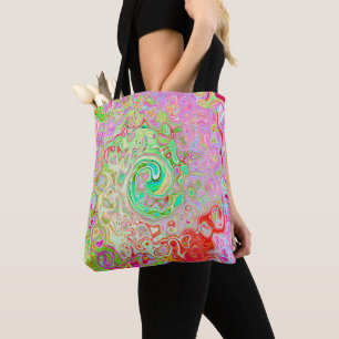 Groovy Abstract Retro Pastel Green Liquid Swirl Tote Bag