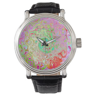 Groovy Abstract Retro Pastel Green Liquid Swirl Watch