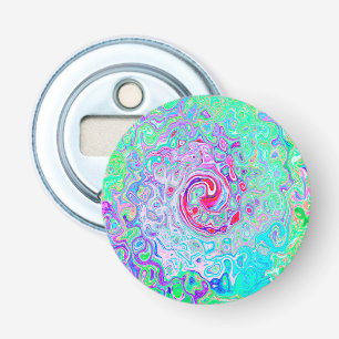 Groovy Abstract Retro Pink and Green Swirl Bottle Opener