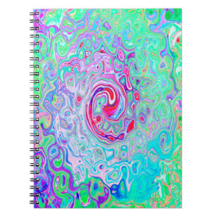 Groovy Abstract Retro Pink and Green Swirl Notebook