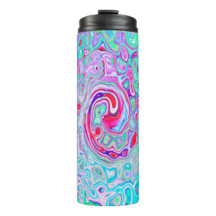 Groovy Abstract Retro Pink and Green Swirl Thermal Tumbler