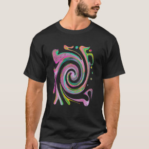 Groovy Abstract Retro Pink and Mint Green Swirl Ar T-Shirt