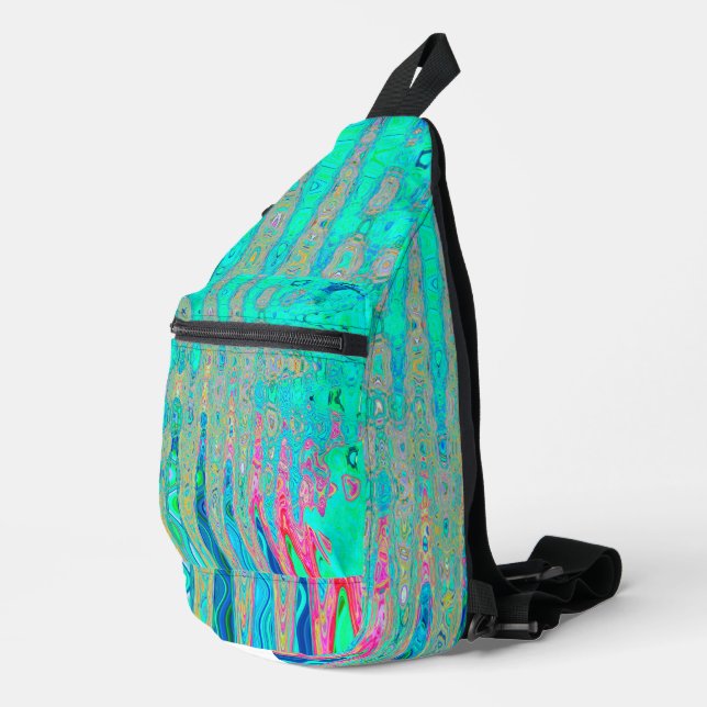 Groovy Abstract Retro Rainbow Atomic Waves Sling Bag (Right Corner)