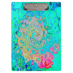 Groovy Abstract Retro Rainbow Liquid Swirl Clipboard