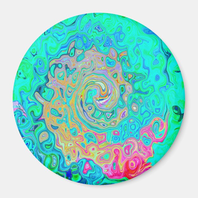 Groovy Abstract Retro Rainbow Liquid Swirl Magnet (Front)