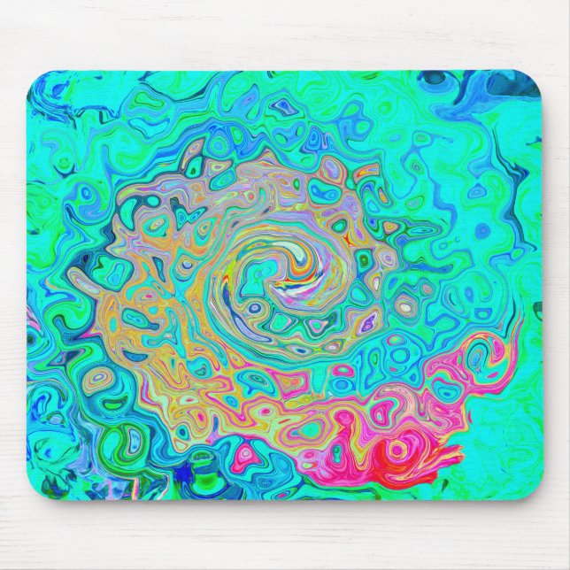 Groovy Abstract Retro Rainbow Liquid Swirl Mouse Pad (Front)