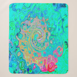 Groovy Abstract Retro Rainbow Liquid Swirl Sherpa Blanket