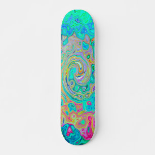 Groovy Abstract Retro Rainbow Liquid Swirl Skateboard