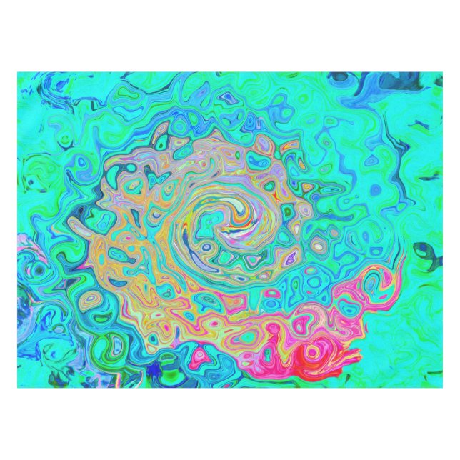 Groovy Abstract Retro Rainbow Liquid Swirl Tablecloth (Front (Horizontal))
