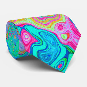Groovy Abstract Retro Rainbow Liquid Swirl Tie