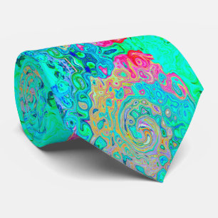 Groovy Abstract Retro Rainbow Liquid Swirl Tie