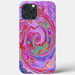 Groovy Abstract Retro Red, Purple and Pink Swirl iPhone 13 Pro Max Case