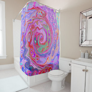 Groovy Abstract Retro Red, Purple and Pink Swirl Shower Curtain