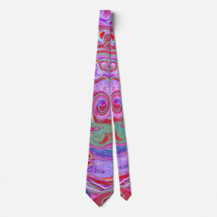 Groovy Abstract Retro Red, Purple and Pink Swirl Tie
