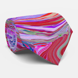 Groovy Abstract Retro Red, Purple and Pink Swirl Tie