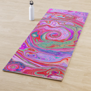Groovy Abstract Retro Red, Purple and Pink Swirl Yoga Mat