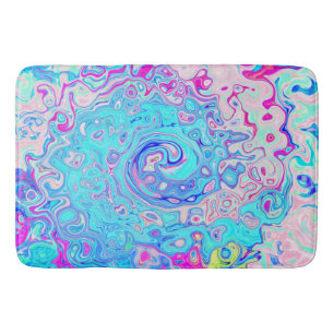 Groovy Abstract Retro Robin's Egg Blue Swirl Bath Mat