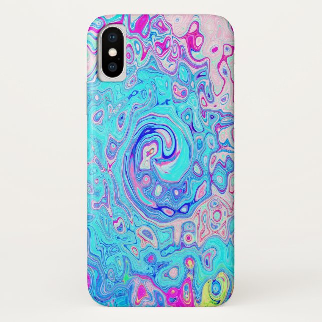 Groovy Abstract Retro Robin's Egg Blue Swirl Case-Mate iPhone Case (Back)