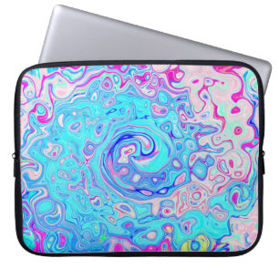 Groovy Abstract Retro Robin's Egg Blue Swirl Laptop Sleeve