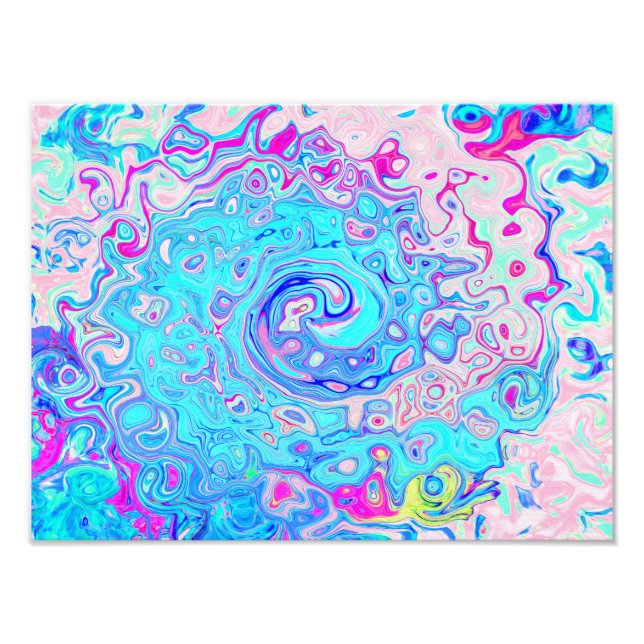 Groovy Abstract Retro Robin's Egg Blue Swirl Photo Print (Front)