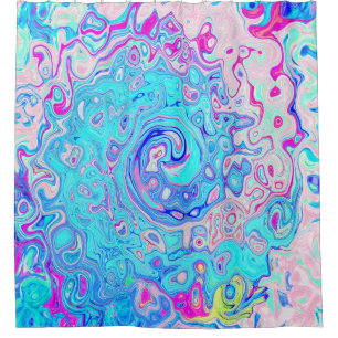 Groovy Abstract Retro Robin's Egg Blue Swirl Shower Curtain