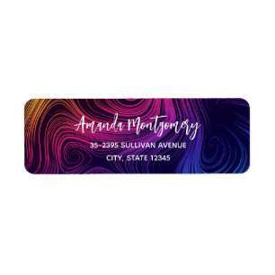 Groovy Abstract Swirls and Circles Cool Return Address Label