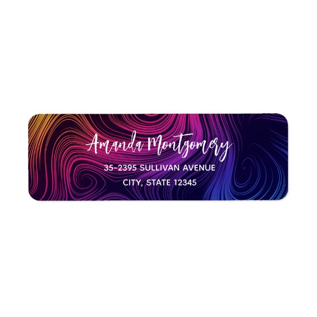 Groovy Abstract Swirls and Circles Cool Return Address Label (Front)
