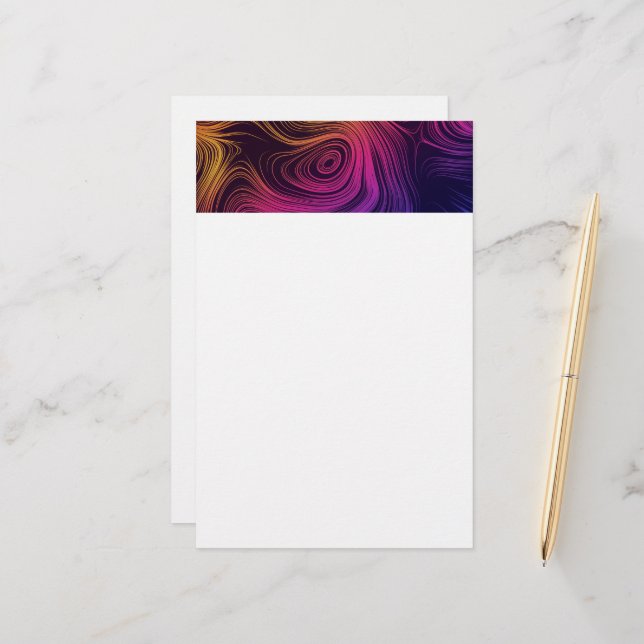 Groovy Abstract Swirls and Circles Cool Stationery (Front/Back In Situ)