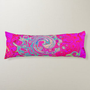 Groovy Abstract Teal Blue and Red Swirl Body Cushion