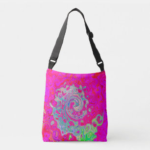 Groovy Abstract Teal Blue and Red Swirl Crossbody Bag