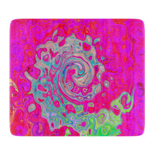 Groovy Abstract Teal Blue and Red Swirl Cutting Board
