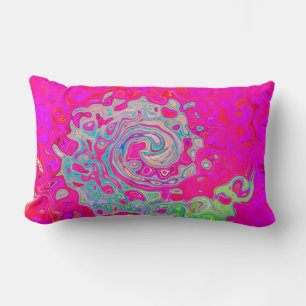 Groovy Abstract Teal Blue and Red Swirl Lumbar Cushion